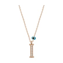 925 Ayar Gümüş Rose Altın Kaplama I Harfi Kadın Kolye Rose Gold
