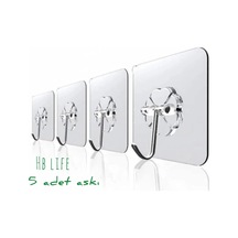 5 Adet 6x6cm Şeffaf Güçlü Kendinden Yapışkanlı Kapı Duvar Askıları Ağır Yük Taşıma &