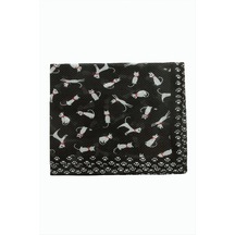 Kedi Desenli Bandana 50 50 - Renk: Siyah