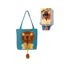 Qingmipy Sevimli Aslan Şekilli Taşınabilir Kedi Ve Köpek Taşıma Çantası - Nefes Alabilir Kumaş