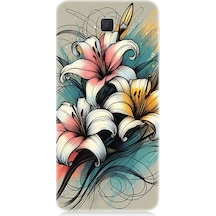 Samsung Galaxy J7 Prime Uyumlu Yumuşak Hatlı Zambaklar Desenli Silikon Kılıf Çok Renkli
