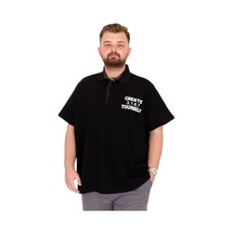 Mode Xl Büyük Beden Erkek T-shirt Polo Yaka Yourself U25310 Siyah Siyah