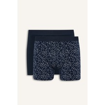 Defacto Regular Fit Geometrik Desenli Beli Lastikli 2li Boxer I4650ax26aunv135 Lacivert-nv135
