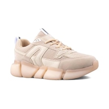 Kadın Ortopedik Tabanlı File Detaylı Sneaker Spor Ayakkabı Bej Kadın Ortopedik Tabanlı File Detaylı Sneaker Spor Ayakkabı Bej