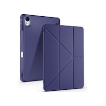 Lexroo Huawei Matepad 11.5 2025 Tri Folding Kalem Bölmeli Standlı Silikon Kılıf - Lacivert