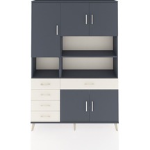 Arges Dolap 9 Raflı 5 Çekmeceli 5 Kapaklı 132x30x195 Antrasit-antrasit/aytaşı Antrasıt/aytası