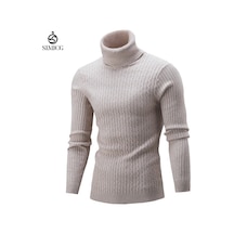 Erkek Sonbahar Ve Kış Balıkçı Yaka Düz Renk Kazak Siyah