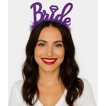 Mor Renk Bekarlığa Veda İtalik Yazı Alyanslı Bride Taç +0