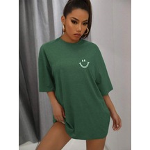 Noıssey Karikatür Ve Grafik Tasarım Oversize T-shirt Cartoon/letter Serisi Kod7 Yeşil