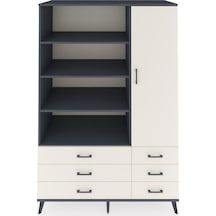 Kronos Dolap 8 Raflı 6 Çekmeceli Tek Kapaklı 132x59x195 Antrasit-aytaşı/aytaşı Aytası/aytası