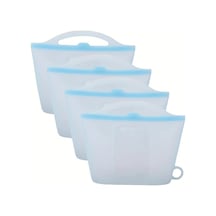 Brightnova 4 Adet Sızdırmaz Silikon Saklama Kabı 1200ml Bpa Free Bulaşık Makinesinde Güvenli Blue 40 58oz Mutfak Buzdolabı Seyahat Ofis -