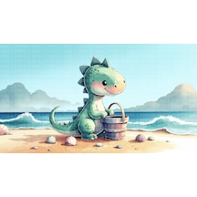 Deniz Kıyısında Dinozor Çocuk Odası Poster Duvar Kağıdı