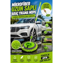 Mikrofiber Araç Yıkama Fırçası Uzun Saplı Oto Temizlik Mopu Yıkanabilir Başlık