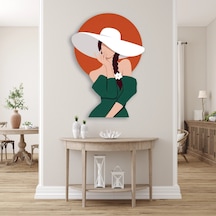 Beyaz Şapkalı Kadın - Metal Tablo - Dec0122 46 X 65 Cm Çok Renkli
