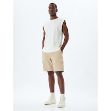 Koton Chino Şort Bermuda Kargo Cep Detaylı Beli Bağcıklı Pamuklu Bej 4sam40065hw Ekru