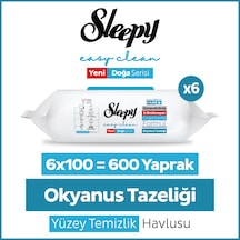 Sleepy Ocean Yüzey Temizlik Havlusu Mendili Okyanus Tazeliği 6x100 (600 Yaprak)