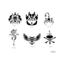 Airbrush Tattoo Vahşi Hayvanlar Geçici Dövme Şablonu Seti Sadece Desen