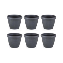 Omnipazar So-hs05 Plastik Hasır Desenli Saksı 25 Lt Antrasit 6 Adet
