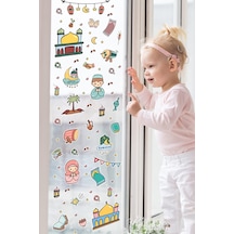 Sevimli Ramazan Figürleri Çocuk Bebek Odası Duvar Cam Dolap Kitap Mini Sticker Seti 123 Parça Karışık