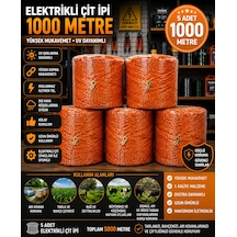 Elektirikli Çit İpi 1000 Metre Turuncu 5 Adet Turuncu