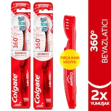 Colgate 360 Gelişmiş Optik Beyaz Yumuşak Beyazlatıcı Diş Fırçası 2'li + Fırça Kabı