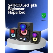 Hubrendy Tekno Rgb Led Işıklı 2.1 Usb Oyun Hoparlörü Derin Bas Ve Net Ses