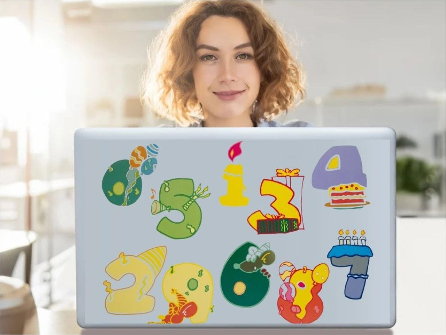 2 Adet Defter Sticker,laptop Sticker Renkli Rakamlı Pvc 48x33x0,5cm