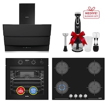 Simfer 0+10 Fonksiyon Steam Master Siyah 3'lü Ankastre Set 8244 Fırın + 3653 Ocak + 8678 Davlumbaz
