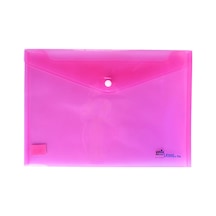 Çıtçıtlı Şeffaf Zarf Dosya Pembe Genel