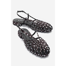 Luvi Shoes Lıss Siyah Beyaz Puantiyeli Kadın Sandalet