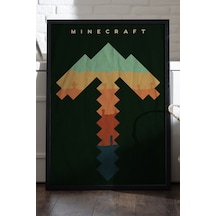 Minecraft Siyah Ahşap Çerçeveli Poster, Dekoratif Oyun Duvar Tablosu