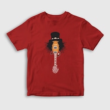 Presmono Unisex Çocuk Guitar Guns N' Roses Slash T-shirt Kırmızı