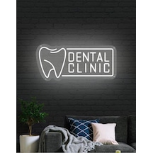 Dental Clınıc Yazılı Diş Figürlü Neon Tabela Beyaz