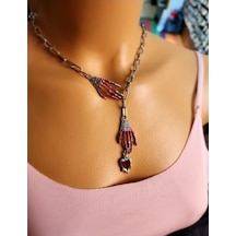 Pençe Minik Kalp Gotik Tarz Kadın Kolye Kalp Pençe Detaylı Kırmız Çok REnkli