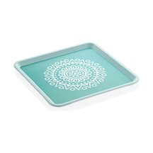Zuccii Home Alaçatı Tepsi - Turkuaz - 32,5x32,5 Cm Çok Renkli