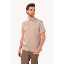 Erkek Bej Regular Fit Desenli Polo Yaka Tshirt