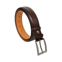 Süzer Deri Koyu Kahverengi Hakiki Deri Düz Renk Dikişli Model 3.5 Cm. Genişlikli Klasik Kemer - 219-dksl Kahverengi