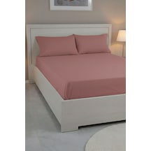 %100 Pamuk Ranforce Premium Çift Kişilik Çarşaf Seti - Pudra Pudra