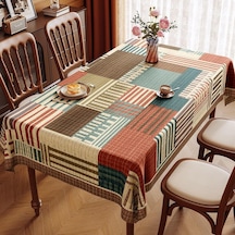 Renkli Masa Örtüsü, Köşeli, Çizgili Masa Örtüsü, Pvc, 60 X 90 Cm Diğer