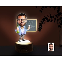 Kişiye Özel Erkek Kimya Öğretmeni Karikatürlü Dekoratif 3D Biblo