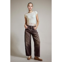 Defacto Wide Leg Geniş Bol Paça Bilek Boy Jean Pantolon G2909ax25aubn336 Kahve