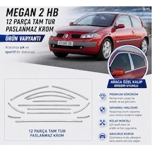 Autogp Renault Megane 2 Hb Cam Çerçevesi Kenar Çıtası Krom Tamtur 12 Parça 2003 / 2009