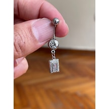 Cerrahi Çelik Piercing Baget Taşlı Piercing Baget Taşlı Göbek Piercingi Kırmızı
