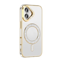 Nihcase Apple Uyumlu iPhone 16 Plus Kılıf Karetta Diamod Taş Desenli Magsafeli Kapak