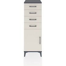 Hyperion Dolap Tek Raflı 4 Çekmeceli Tek Kapaklı 44x44x134 Antrasit-aytaşı Antrasit