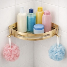 Fause Banyo Köşe Rafı 304 Paslanmaz Çelik 23x23 Cm Şampuanlık Kbk100 Fırçalanmış Altın 000 Açık Krem