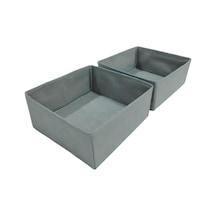 2'li Gri Çekmece İçi Düzenleyici Organizer Set - Çok Amaçlı Dolap İçi Kutu Seti 28 28 13cm Diğer