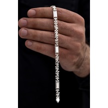 Erkek Gümüş Bileklik - 6mm Parçalı Parlak Euro Kral Gümüş Bileklik