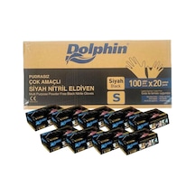 Dolphin Tek Kullanımlık Lateks Siyah Pudrasız Nitril Muayne Eldiveni Small Boy - 100'lü 20 Paket
