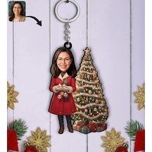 Bk Gift Kişiye Özel Kadın Yılbaşı Karikatürlü Ahşap Anahtarlık -6, Yeni Yıl Hediyesi, Yılbaşı Hediyesi Kobitmeyencom35824 Bk Gift